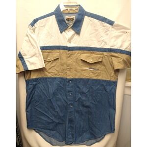 MENS USED short sleeve CUMBERLAND OUTFITTERS‎ XL SHIRT, pearl snaps